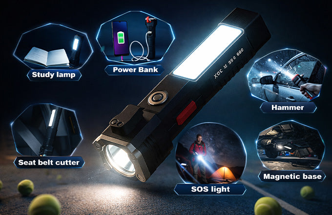 7 in 1 Multi-Purpose Rechargeable LED Hammer Torch