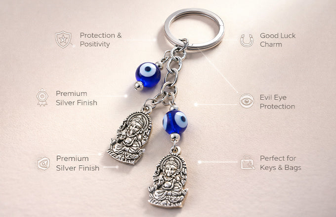 Ganesh Charm Evil Eye Keychain