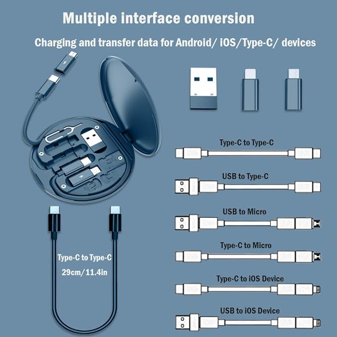 8-in-1 Fast Charging Cable Kit -USB-C, Lightning & Micro USB