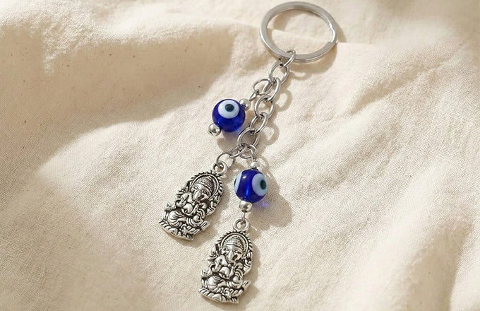 Ganesh Charm Evil Eye Keychain