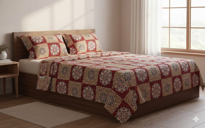 Queen Size Cotton Bedsheet with 2 Pillow Covers