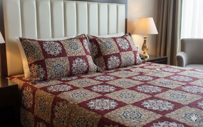 Queen Size Cotton Bedsheet with 2 Pillow Covers