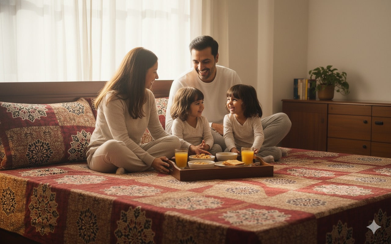 Queen Size Cotton Bedsheet with 2 Pillow Covers