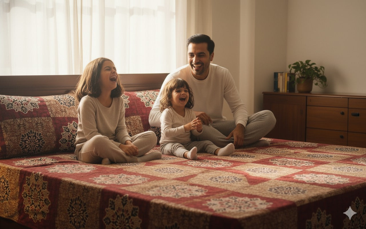 Queen Size Cotton Bedsheet with 2 Pillow Covers