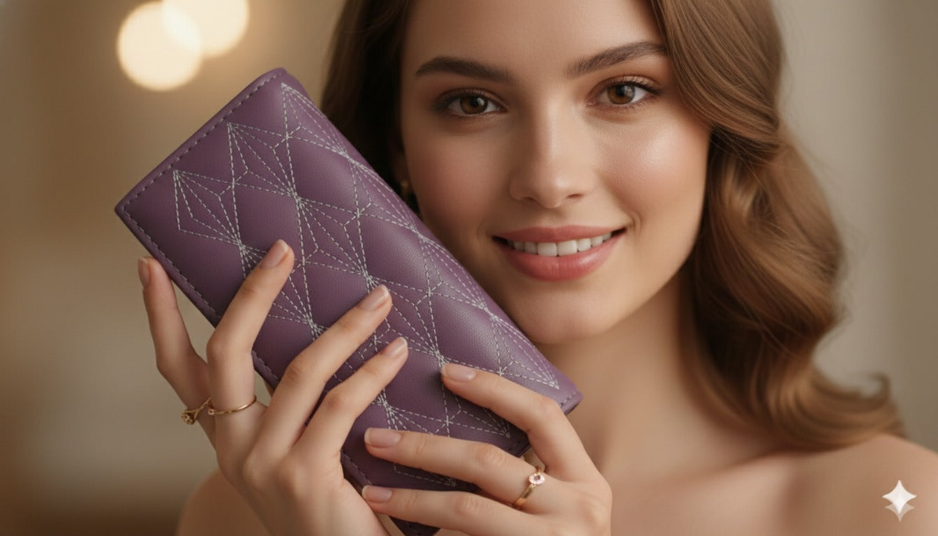 Women's Faux Leather Diamond Stitch Wallet